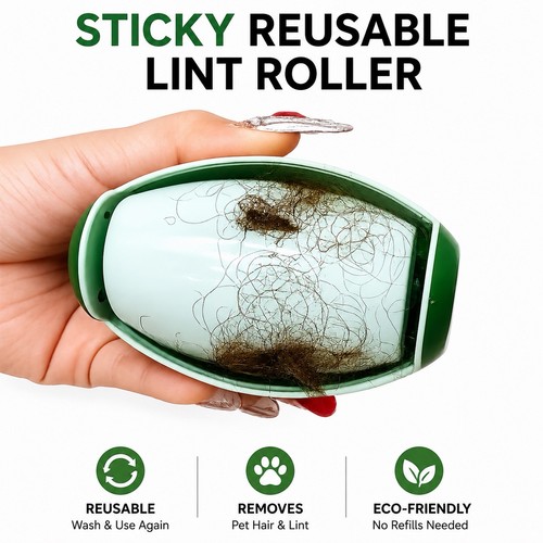 Reusable washable lint - lint, roller